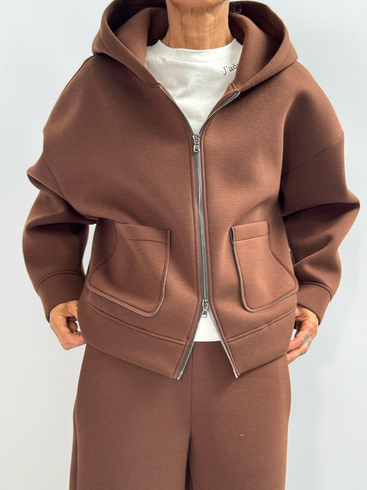 Felpa zip con cappuccio in neoprene