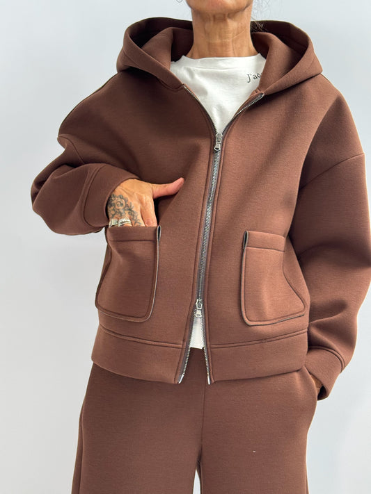 Felpa zip con cappuccio in neoprene