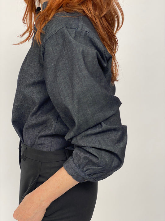 Denim shirt with ruching