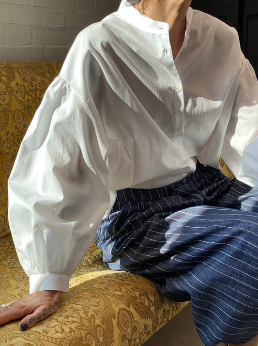 Tone-on-tone pinstriped oversized shirt