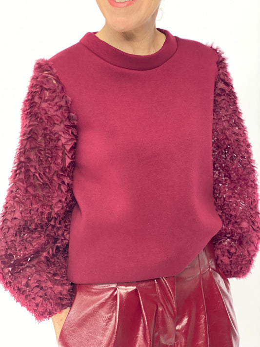 Felpa maniche in tulle