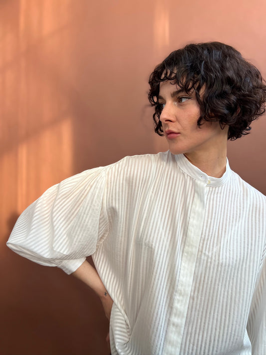 Dropped shoulder Korean shirt with ruching