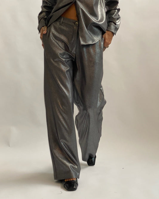 Frosted effect palazzo pants