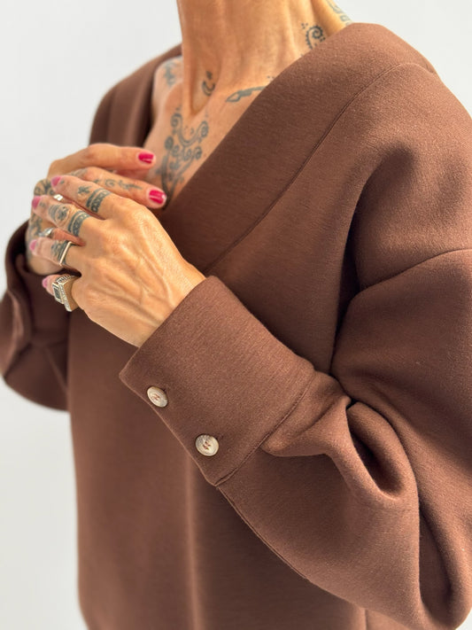 Felpa scollo V neoprene