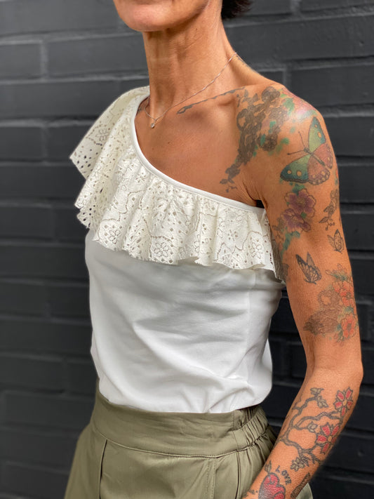 Lace one-shoulder top