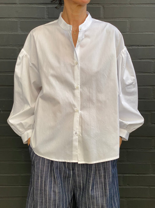 Tone-on-tone pinstriped oversized shirt