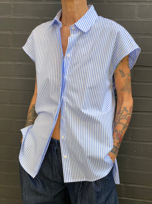 Sleeveless oversized striped shirt