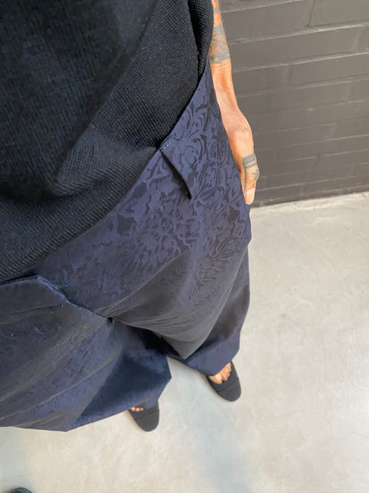 Pantalone largo in tessuto jacquard