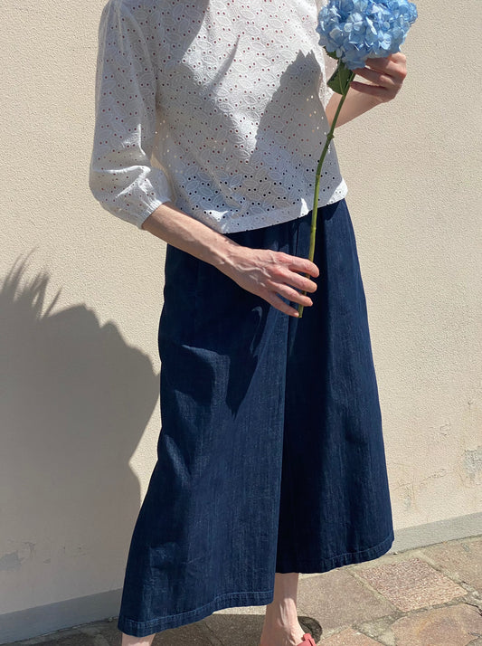 Culotte pants in chambray