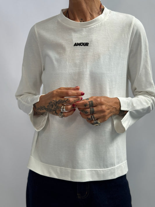 T-shirt girocollo manica lunga con stampa