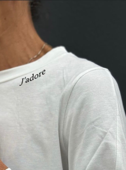 T-shirt girocollo manica 3/4 con stampa