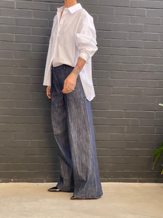 Denim palazzo pants