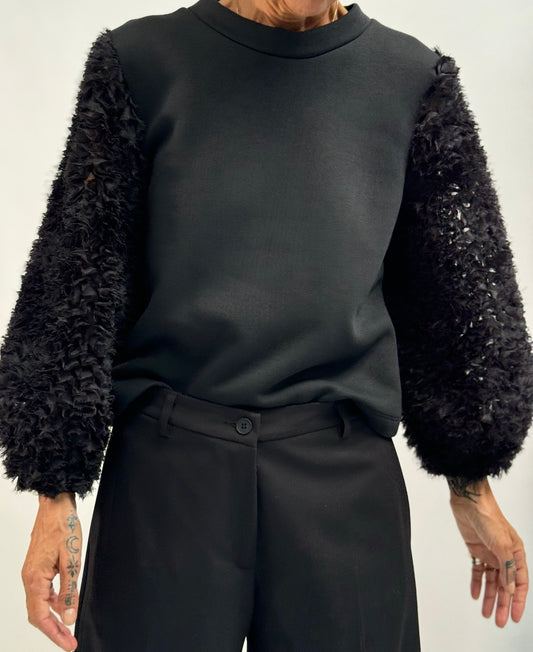 Felpa maniche in tulle