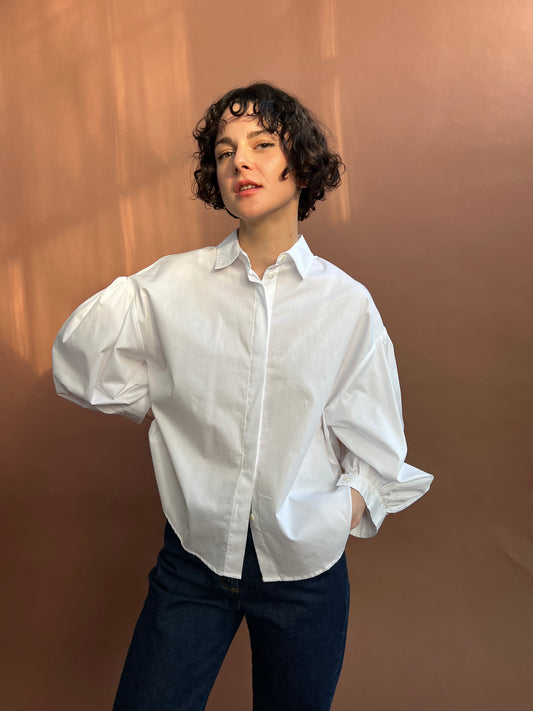 Dropped shoulder Korean shirt with ruching