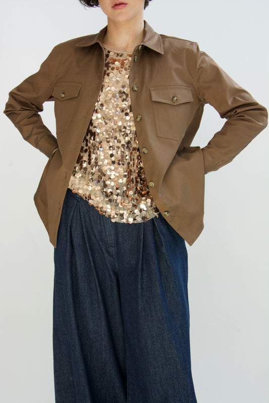 Stretch cotton overshirt