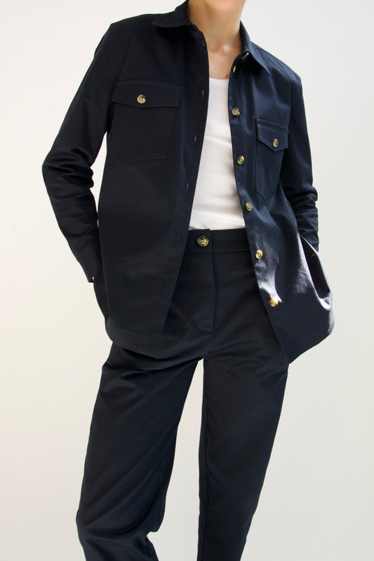 Stretch cotton overshirt