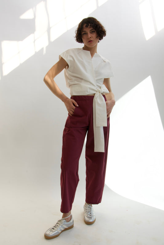 Balloon pants in crinkle cotton