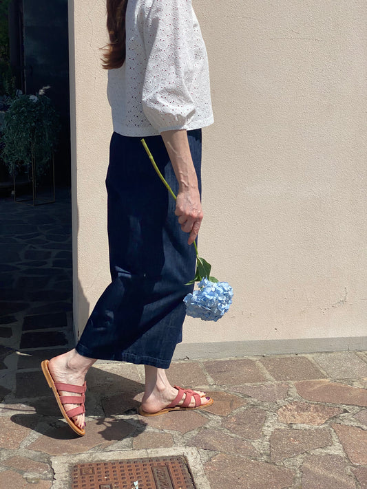 Culotte pants in chambray