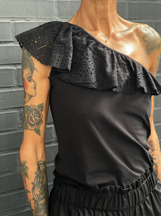 Lace one-shoulder top