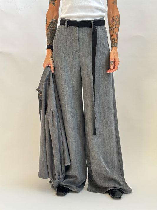 Palazzo pants with grosgrain belt