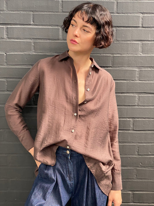 Camicia lunga con pieghe