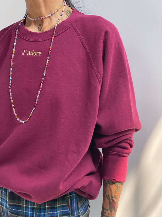 Felpa raglan con ricamo J'ADORE