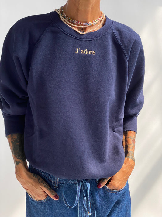 Felpa raglan con ricamo J'ADORE