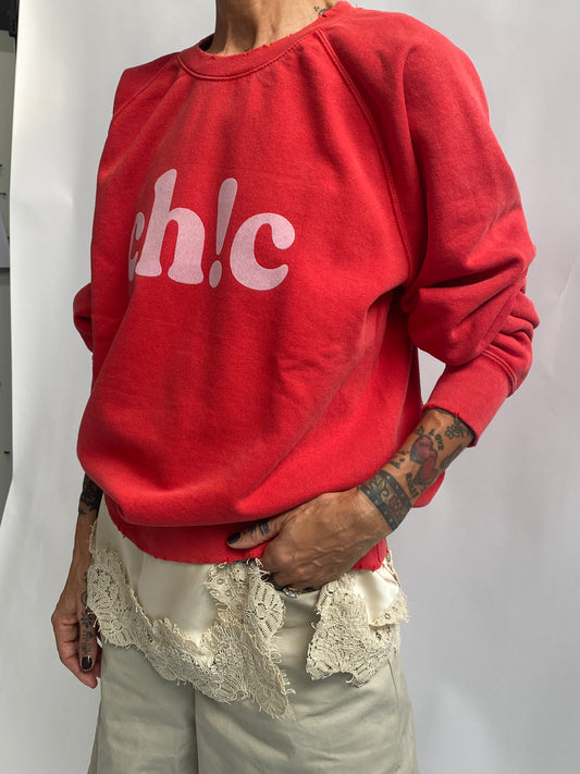 Felpa girocollo con stampa floc