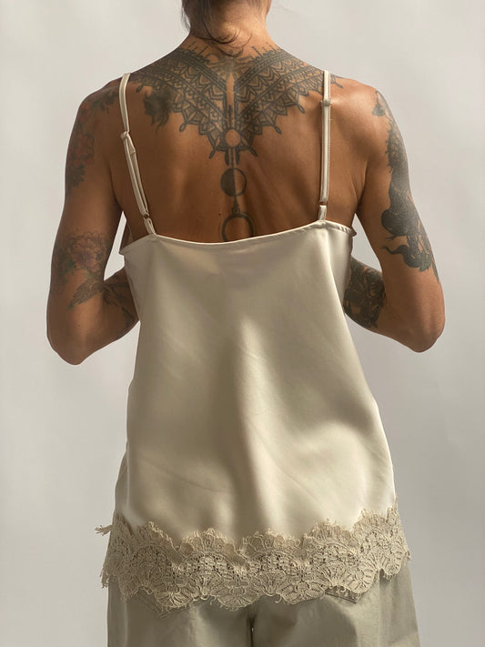 Top in satin e pizzo