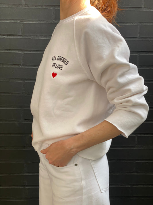 Raw-cut sweatshirt with print and embroidery