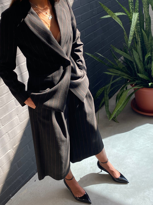 Pinstriped pant skirt