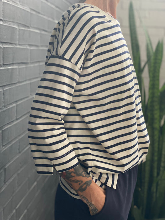 3/4 sleeve striped T-shirt