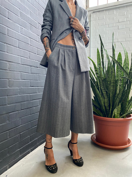 Pinstriped pant skirt