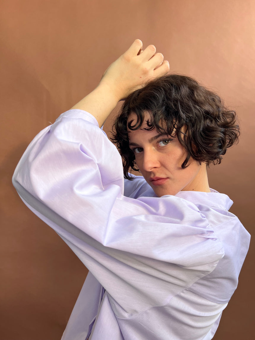 Dropped shoulder Korean shirt with ruching