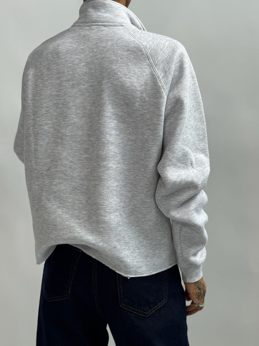 Felpa mezza zip con ricamo cuori