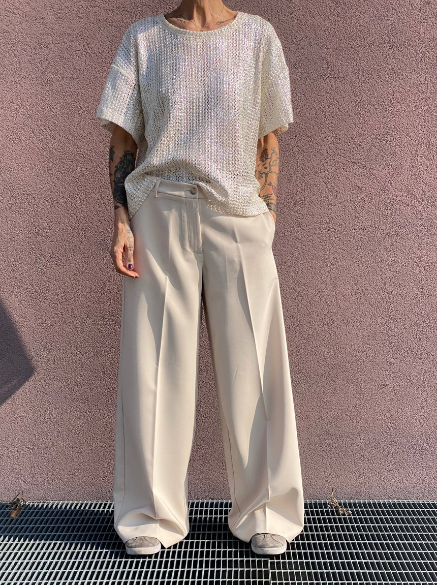 Palazzo trousers in technical fabric