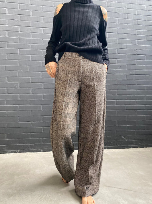 Wide herringbone trousers