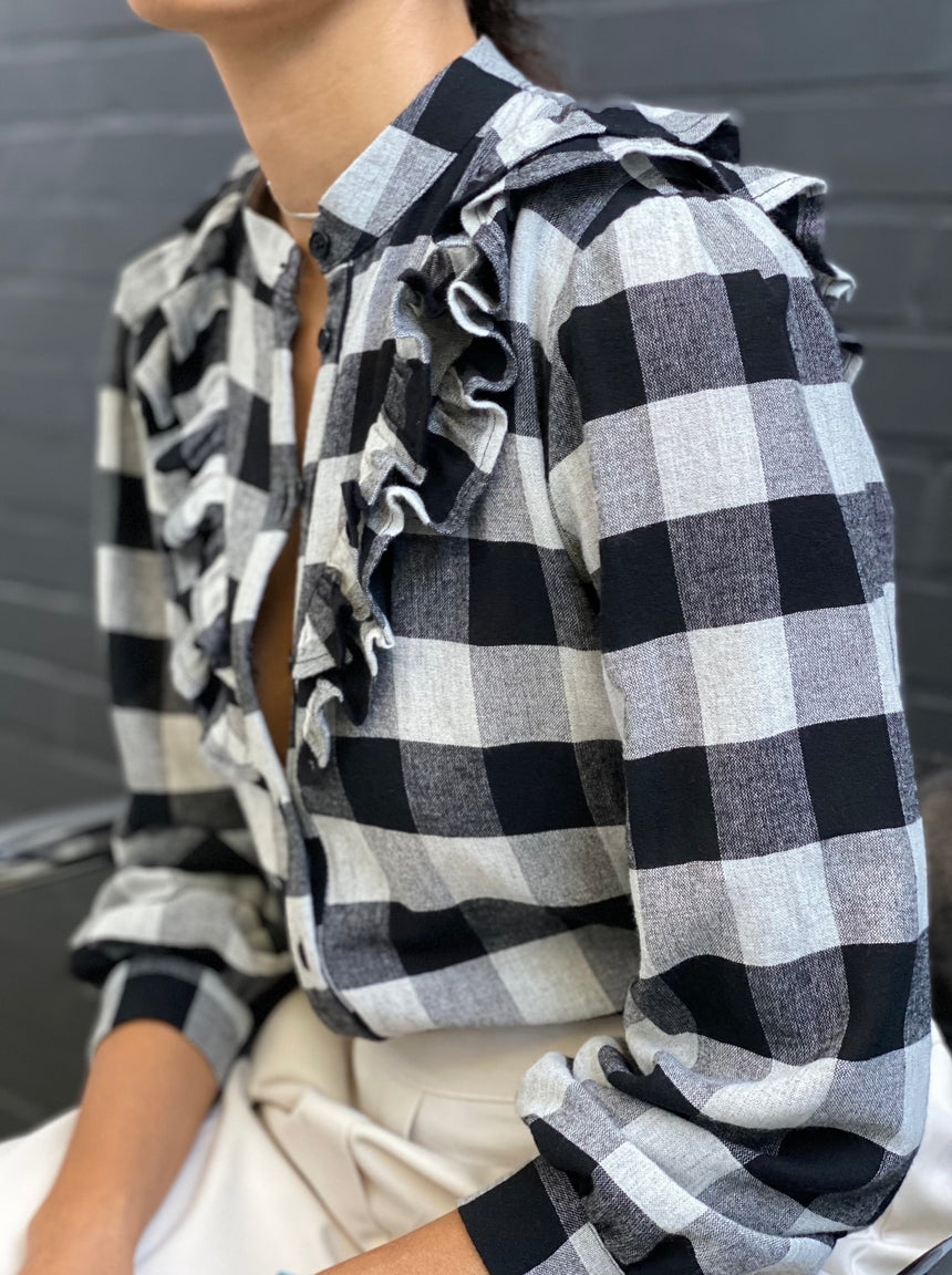 Ruffled checked shirt