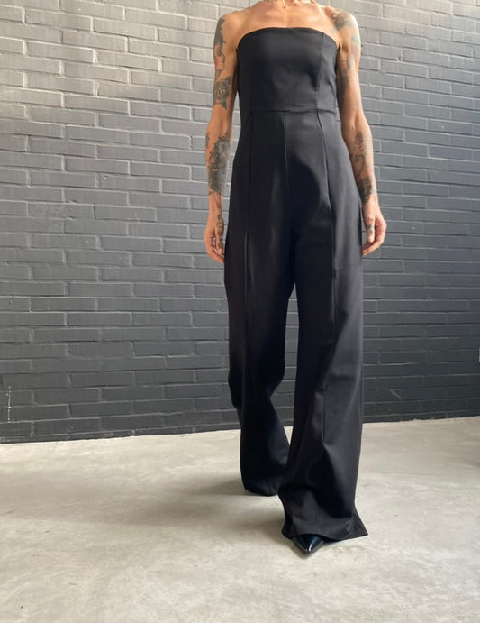 Bandeau jumpsuit in Milan stitch