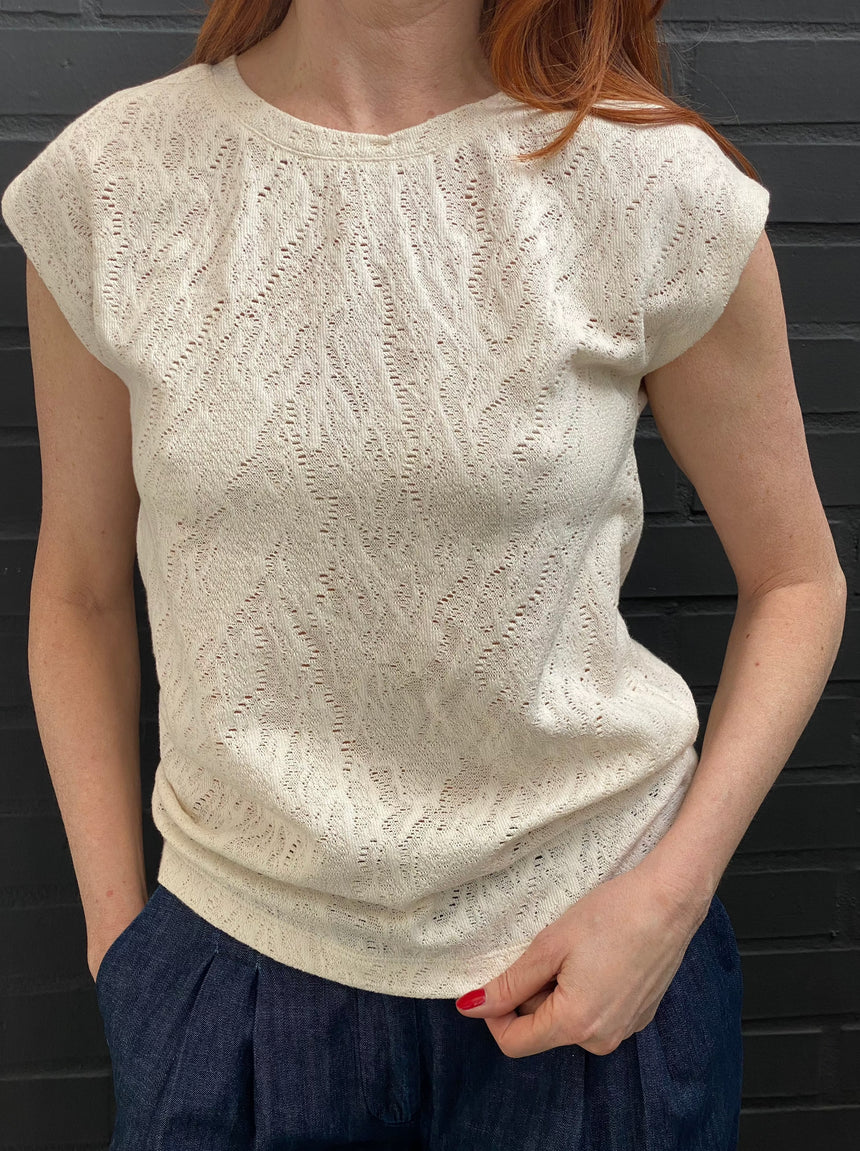 Macramé crew-neck T-shirt