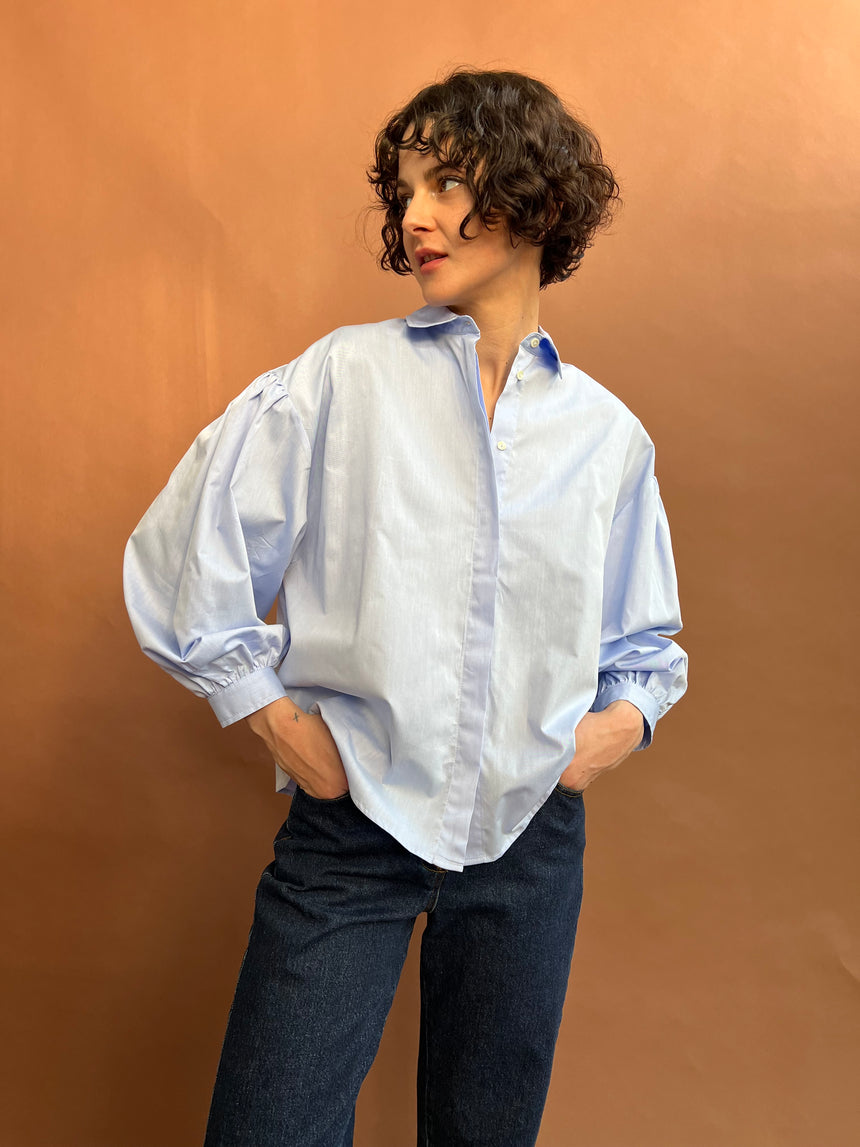 Dropped shoulder Korean shirt with ruching