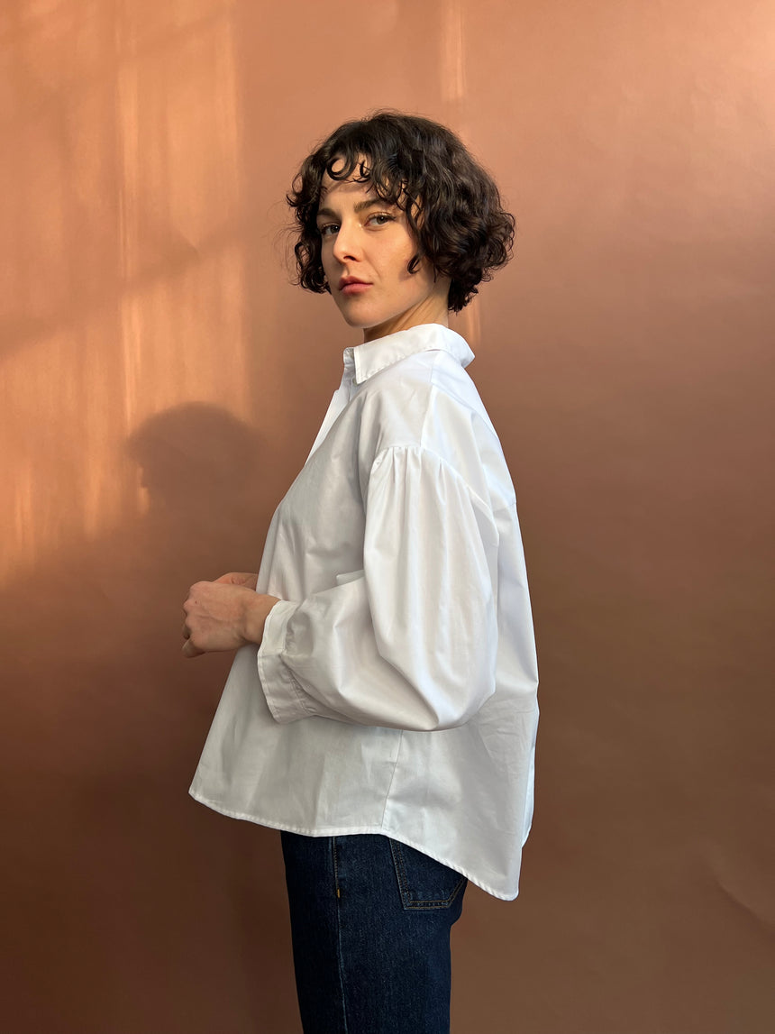 Dropped shoulder Korean shirt with ruching