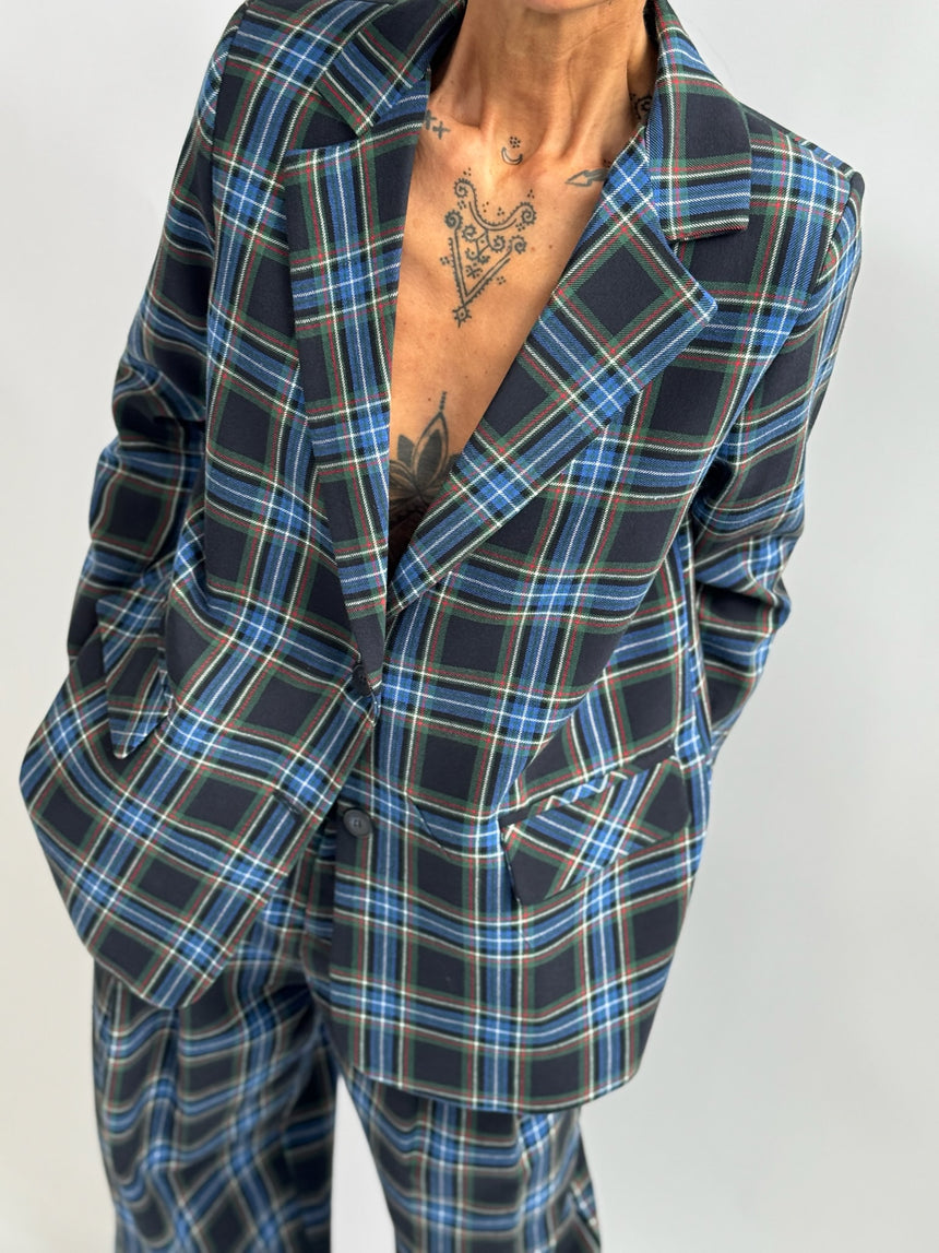 Blazer monopetto tartan