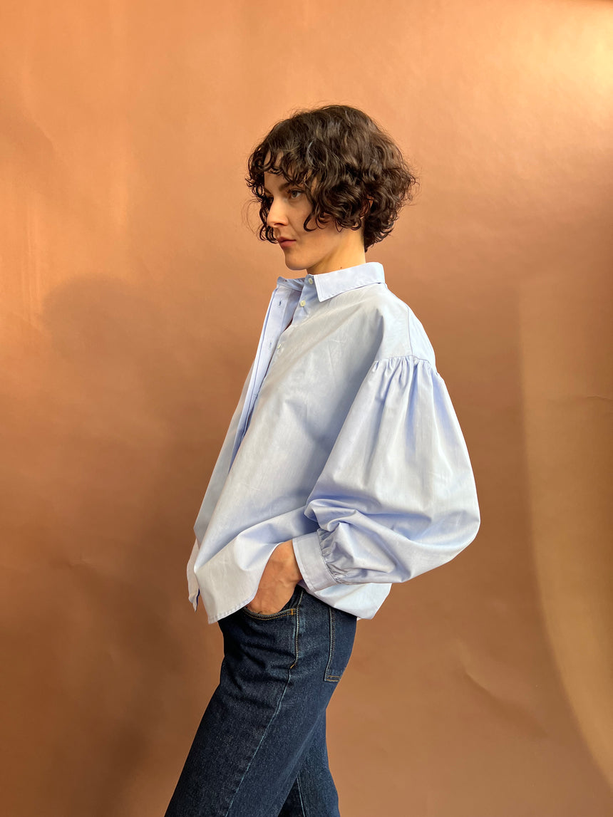 Dropped shoulder Korean shirt with ruching