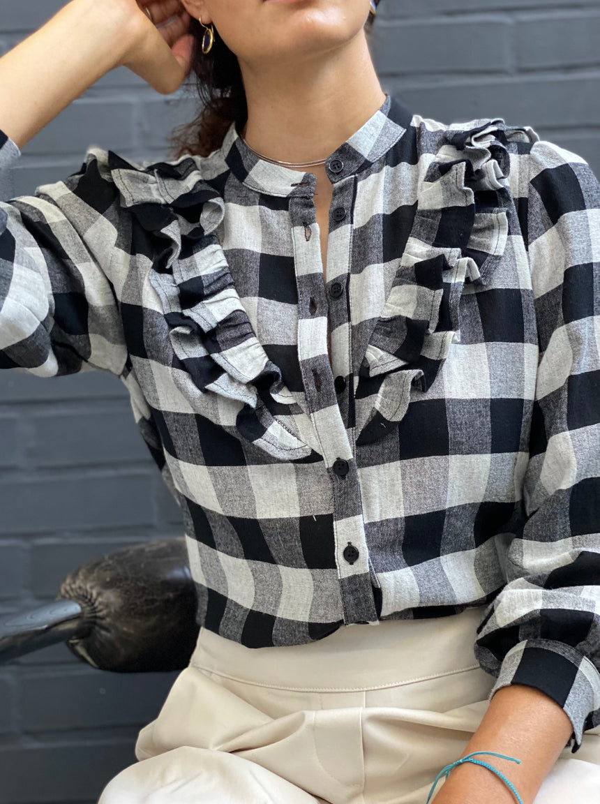 Ruffled checked shirt