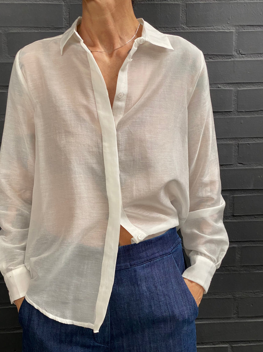 Shirt in silk-blend cotton muslin