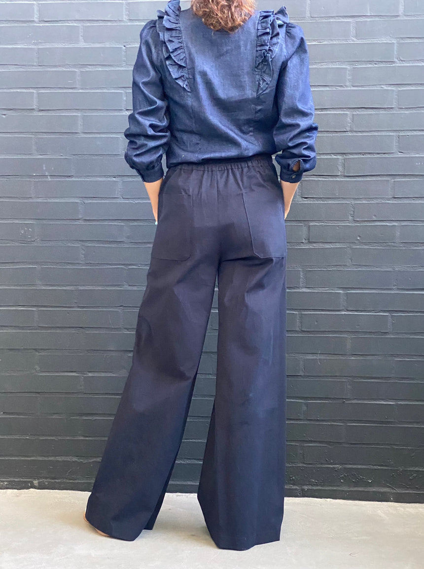 Palazzo trousers in cotton twill