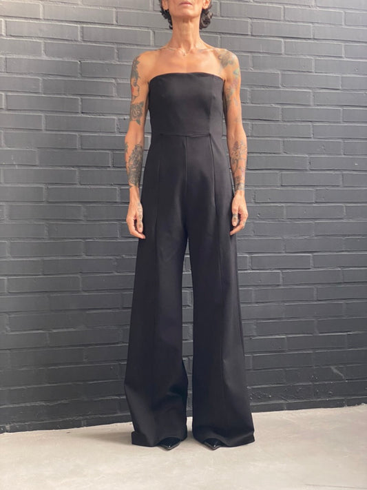 Bandeau jumpsuit in Milan stitch