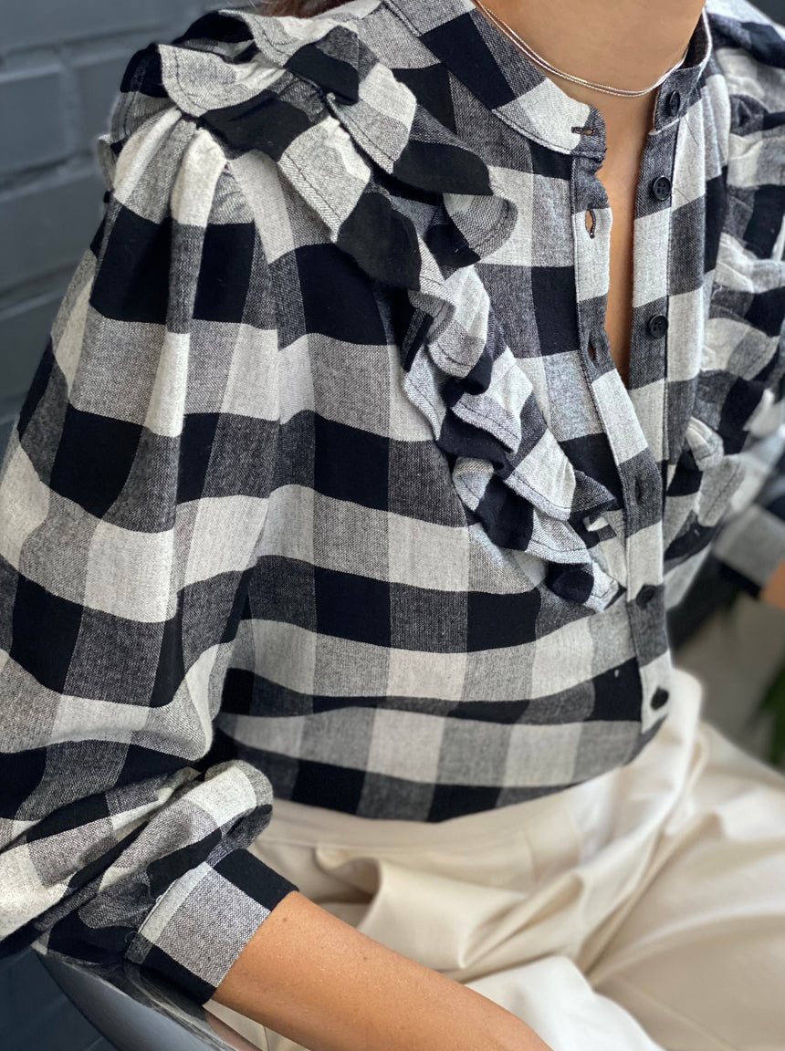 Ruffled checked shirt