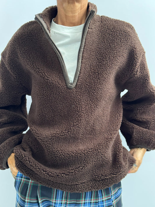 Felpa mezza zip orsetto